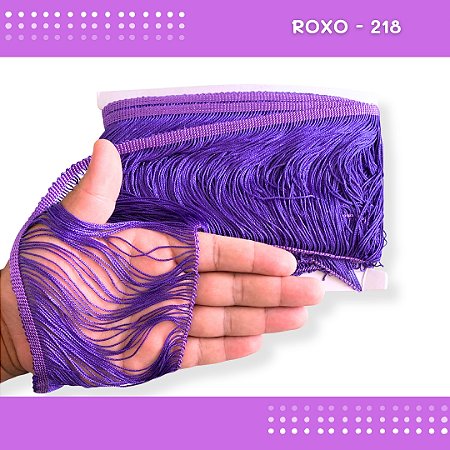 Franja de Tecido Acetinado - 15cm - Grade de Cores - Rolo C/10 Mts COR:ROXO-218