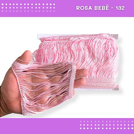 Franja de Tecido Acetinado - 15cm - Grade de Cores - Rolo C/10 Mts COR:ROSA-BEBE-132