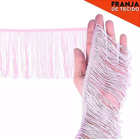 Franja de Tecido Acetinado - 15cm - Grade de Cores - Rolo C/10 Mts COR:ROSA-BEBE-132