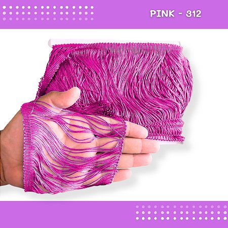 Franja de Tecido Acetinado - 15cm - Grade de Cores - Rolo C/10 Mts COR:PINK-312