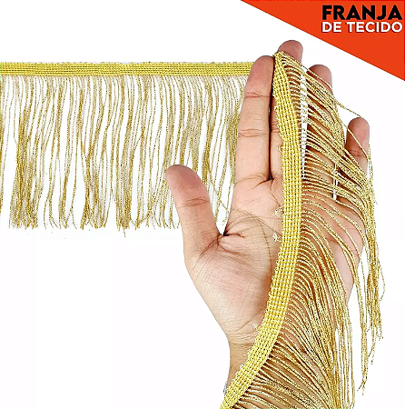 Franja de Tecido Acetinado - 15cm - Grade de Cores - Rolo C/10 Mts COR:OURO