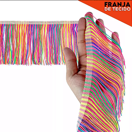 Franja de Tecido Acetinado - 15cm - Grade de Cores - Rolo C/10 Mts COR:MULT-ESCURO