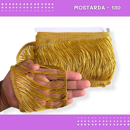 Franja de Tecido Acetinado - 15cm - Grade de Cores - Rolo C/10 Mts COR:MOSTARDA-130