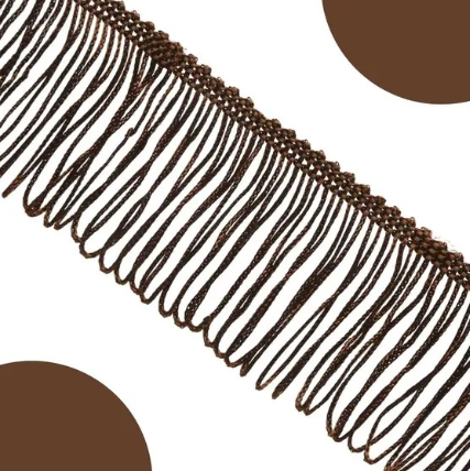 Franja de Tecido Acetinado - 15cm - Grade de Cores - Rolo C/10 Mts COR:MARROM-290