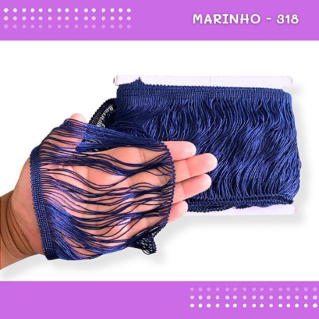 Franja de Tecido Acetinado - 15cm - Grade de Cores - Rolo C/10 Mts COR:MARINHO-318