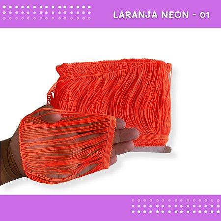 Franja de Tecido Acetinado - 15cm - Grade de Cores - Rolo C/10 Mts COR:LARANJA-NEON-01