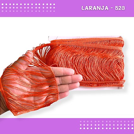 Franja de Tecido Acetinado - 15cm - Grade de Cores - Rolo C/10 Mts COR:LARANJA-523