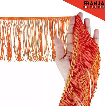 Franja de Tecido Acetinado - 15cm - Grade de Cores - Rolo C/10 Mts COR:LARANJA-523