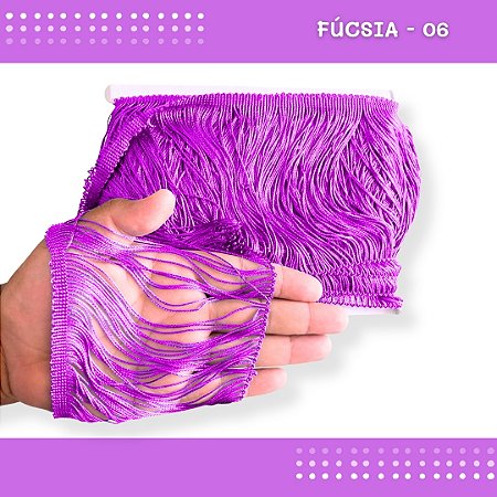 Franja de Tecido Acetinado - 15cm - Grade de Cores - Rolo C/10 Mts COR:FUCSIA-06