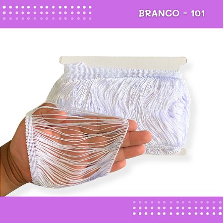 Franja de Tecido Acetinado - 15cm - Grade de Cores - Rolo C/10 Mts COR:BRANCO-101