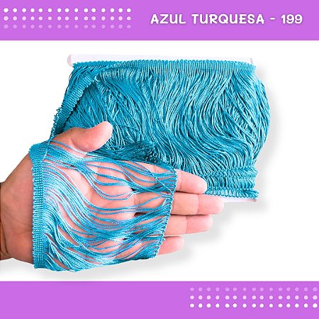Franja de Tecido Acetinado - 15cm - Grade de Cores - Rolo C/10 Mts COR:AZUL-TURQUESA-199
