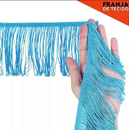 Franja de Tecido Acetinado - 15cm - Grade de Cores - Rolo C/10 Mts COR:AZUL-TURQUESA-199