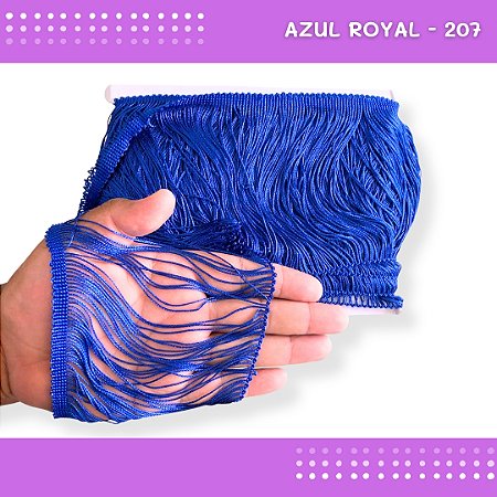 Franja de Tecido Acetinado - 15cm - Grade de Cores - Rolo C/10 Mts COR:AZUL-ROYAL-207