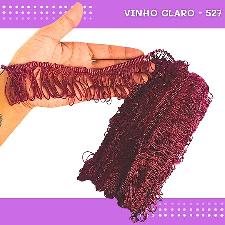 Franja de Tecido Acetinado - 5cm - Grade de Cores - Rolo C/10 Mts COR:VINHO-CLARO-527