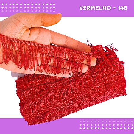 Franja de Tecido Acetinado - 5cm - Grade de Cores - Rolo C/10 Mts COR:VERMELHO-145