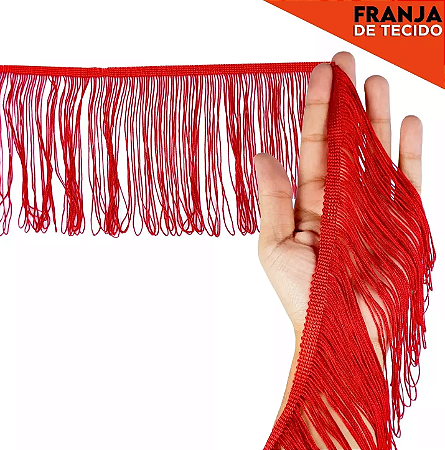 Franja de Tecido Acetinado - 5cm - Grade de Cores - Rolo C/10 Mts COR:VERMELHO-145