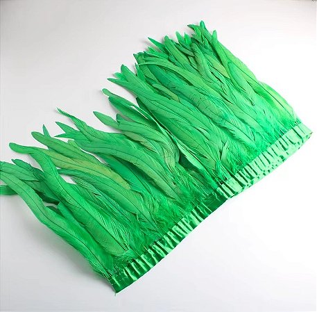 Franja Pena de Rabo de Galo em Metro - Rolo C/ 2 Mts Tam: 25-30 cm Cor:VERDE-BANDEIRA
