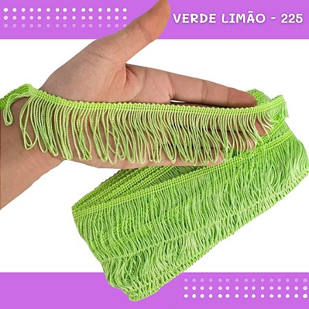 Franja de Tecido Acetinado - 5cm - Grade de Cores - Rolo C/10 Mts COR:VERDE-LIMAO-225