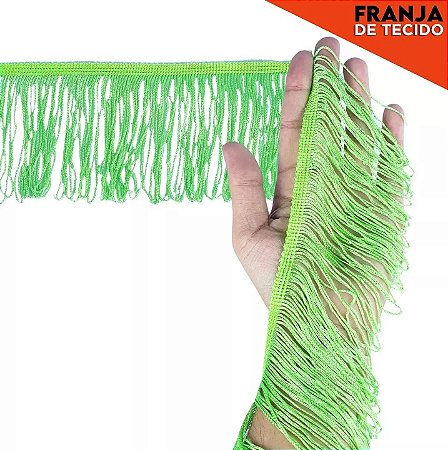 Franja de Tecido Acetinado - 5cm - Grade de Cores - Rolo C/10 Mts COR:VERDE-LIMAO-225