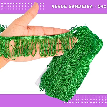 Franja de Tecido Acetinado - 5cm - Grade de Cores - Rolo C/10 Mts COR:VERDE-BANDEIRA-540