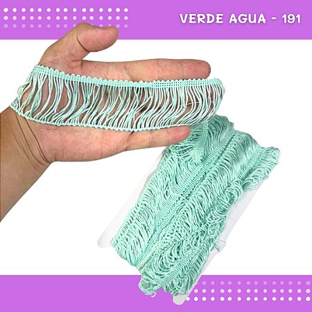 Franja de Tecido Acetinado - 5cm - Grade de Cores - Rolo C/10 Mts COR:VERDE-AGUA-191
