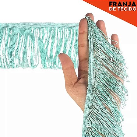 Franja de Tecido Acetinado - 5cm - Grade de Cores - Rolo C/10 Mts COR:VERDE-AGUA-191