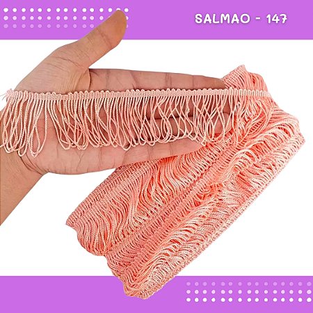 Franja de Tecido Acetinado - 5cm - Grade de Cores - Rolo C/10 Mts COR:SALMAO-147