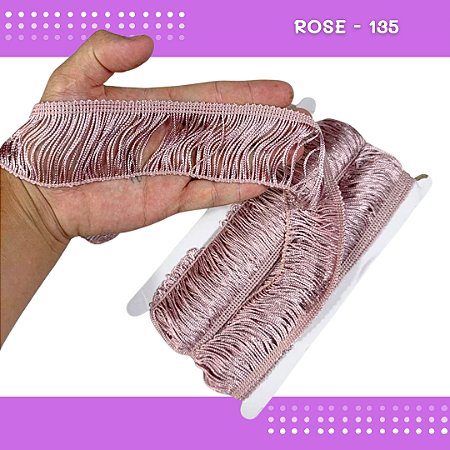 Franja de Tecido Acetinado - 5cm - Grade de Cores - Rolo C/10 Mts COR:ROSE-135