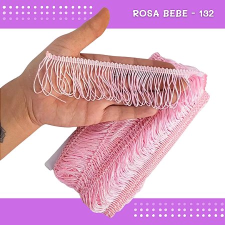 Franja de Tecido Acetinado - 5cm - Grade de Cores - Rolo C/10 Mts COR:ROSA-BEBE-132