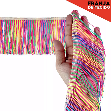 Franja de Tecido Acetinado - 5cm - Grade de Cores - Rolo C/10 Mts COR:MULT-ESCURO