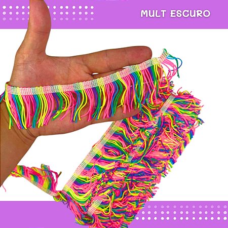 Franja de Tecido Acetinado - 5cm - Grade de Cores - Rolo C/10 Mts COR:MULT-ESCURO