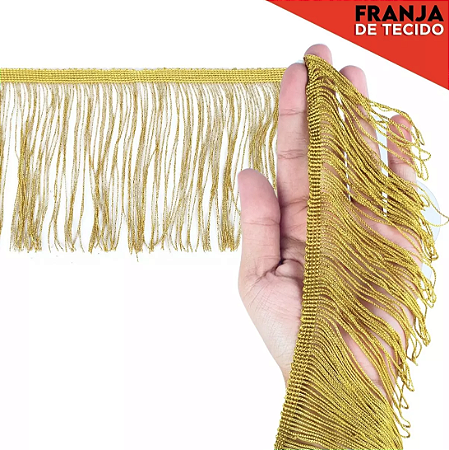 Franja de Tecido Acetinado - 5cm - Grade de Cores - Rolo C/10 Mts COR:MOSTARDA-130