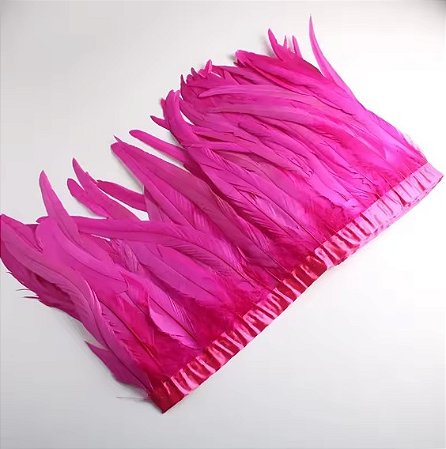 Franja Pena de Rabo de Galo em Metro - Rolo C/ 2 Mts Tam: 25-30 cm Cor:FUCSIA
