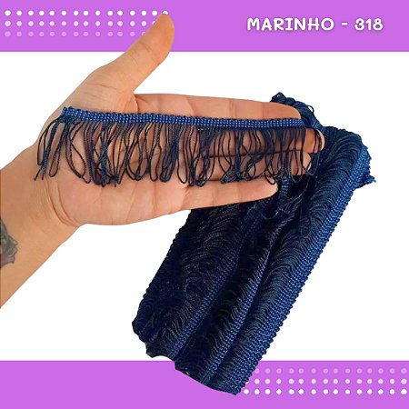 Franja de Tecido Acetinado - 5cm - Grade de Cores - Rolo C/10 Mts COR:MARINHO-318