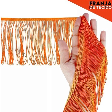 Franja de Tecido Acetinado - 5cm - Grade de Cores - Rolo C/10 Mts COR:LARANJA-NEON-01