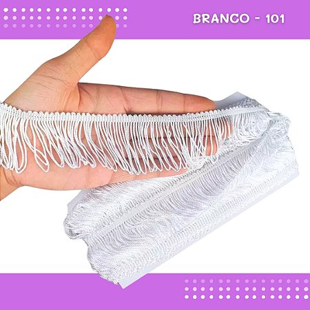 Franja de Tecido Acetinado - 5cm - Grade de Cores - Rolo C/10 Mts COR:BRANCO-101