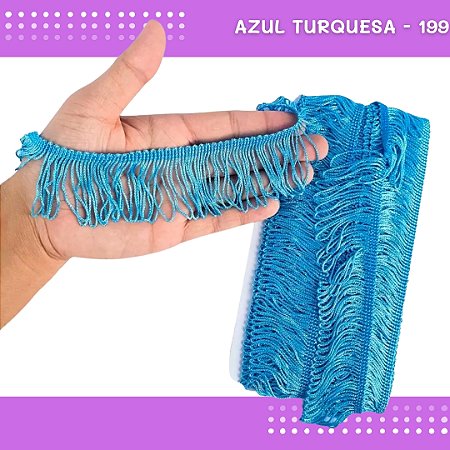 Franja de Tecido Acetinado - 5cm - Grade de Cores - Rolo C/10 Mts COR:AZUL-TURQUESA-199