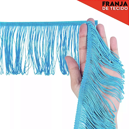 Franja de Tecido Acetinado - 5cm - Grade de Cores - Rolo C/10 Mts COR:AZUL-TURQUESA-199