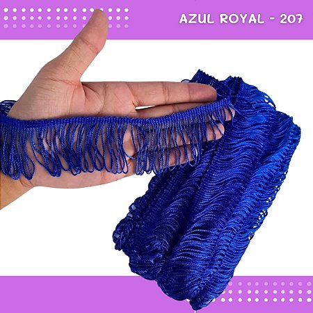 Franja de Tecido Acetinado - 5cm - Grade de Cores - Rolo C/10 Mts COR:AZUL-ROYAL-207