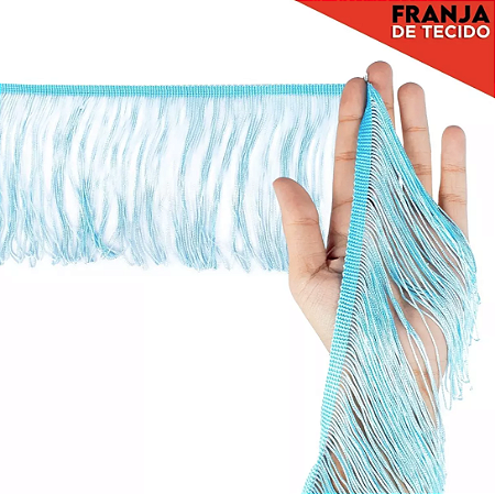 Franja de Tecido Acetinado - 5cm - Grade de Cores - Rolo C/10 Mts COR:AZUL-BEBE-177