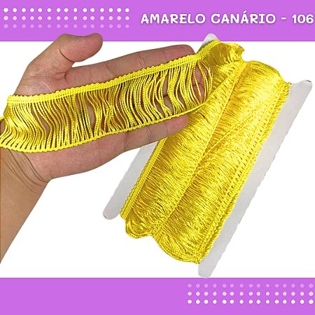 Franja de Tecido Acetinado - 5cm - Grade de Cores - Rolo C/10 Mts COR:AMARELO-CANARIO-106