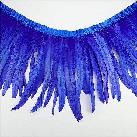 Franja Pena de Rabo de Galo em Metro - Rolo C/ 2 Mts Tam: 25-30 cm Cor:AZUL-ROYAL