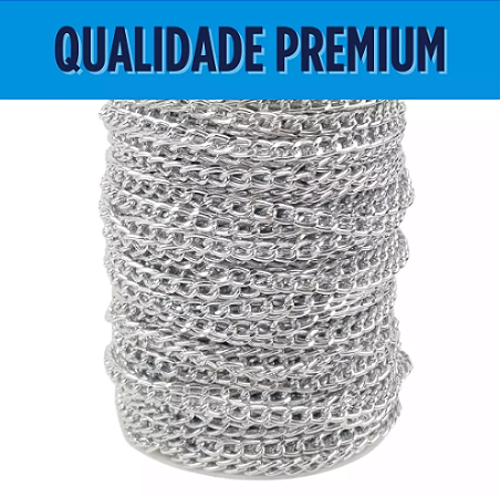Corrente de Alumínio - Rolo c/40mts Tam: 9x6mm COR:PRATA