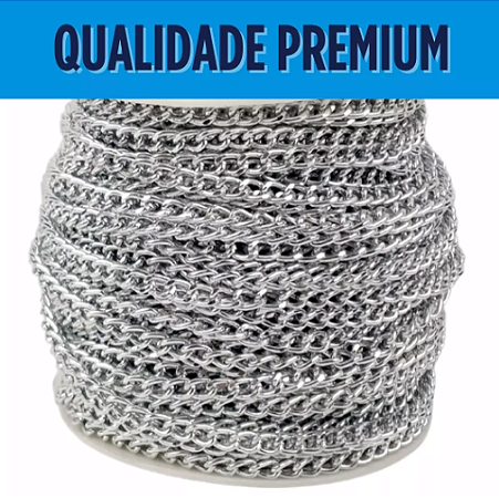 Corrente de Alumínio - Rolo c/40mts Tam: 5x8mm COR:PRATA