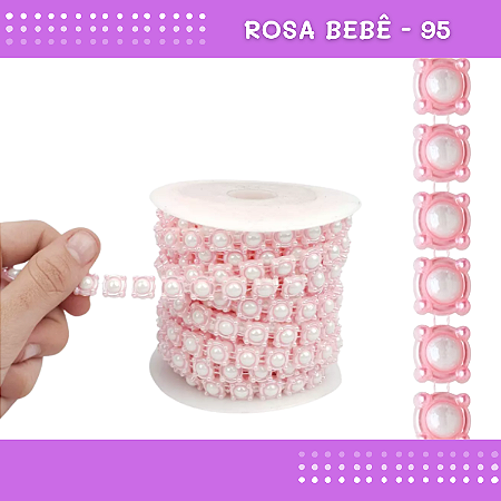 Galão Perolado Aljofre - SPF-66 - Rolo C/10 mts COR:ROSA-BEBE-95
