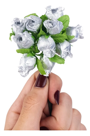 Mini Florzinha De Plastico - Pct C/ 144 Unid. Cor:PRATA