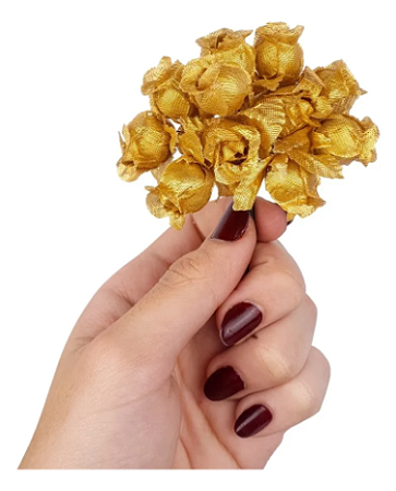 Mini Florzinha De Plastico - Pct C/ 144 Unid. Cor:OURO