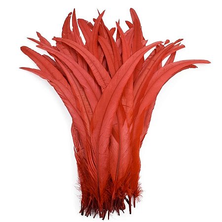 Pena Calda Rabo de Galo Pluma - Pct c/100 unid. - Tam: 25-30cm Cor:VERMELHO-145