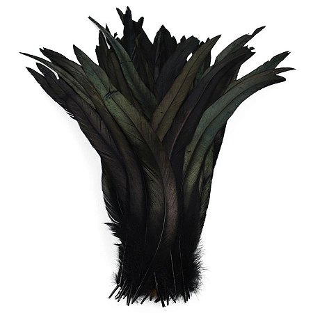 Pena Calda Rabo de Galo Pluma - Pct c/100 unid. - Tam: 25-30cm Cor:PRETO-310