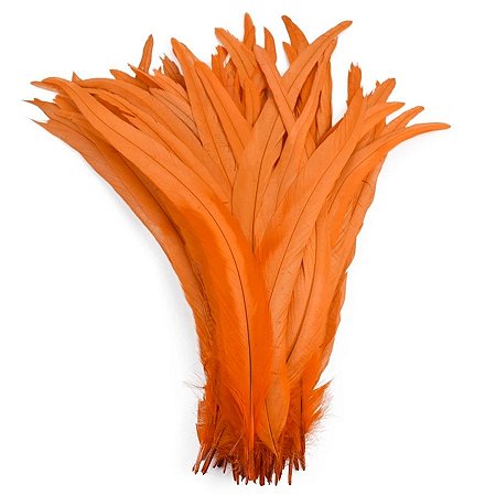 Pena Calda Rabo de Galo Pluma - Pct c/100 unid. - Tam: 25-30cm Cor:LARANJA-523